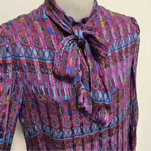 Vintage Umi Collections for Anne Crummins 100% Silk 80s Printed Dress Size 8